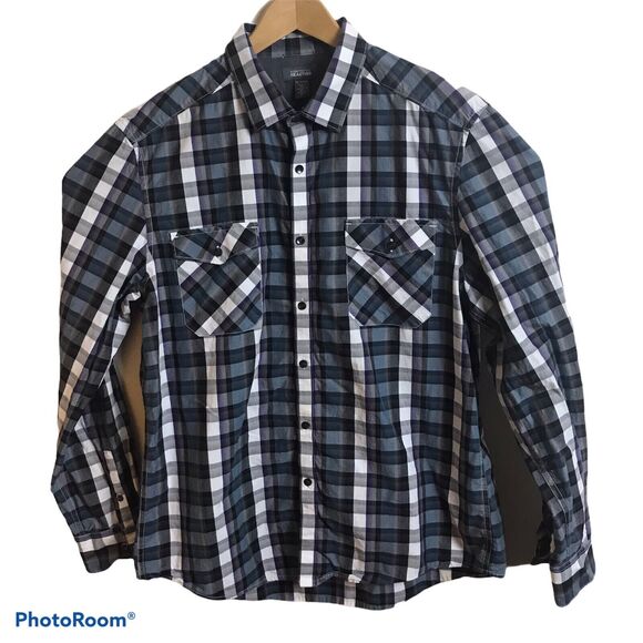 Kenneth Cole Reaction Shirt Mens XL Multi Check Plaid Long Sleeve Button Up - Picture 3 of 4
